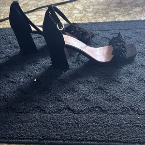 Unisa Black Block Heel Sandals